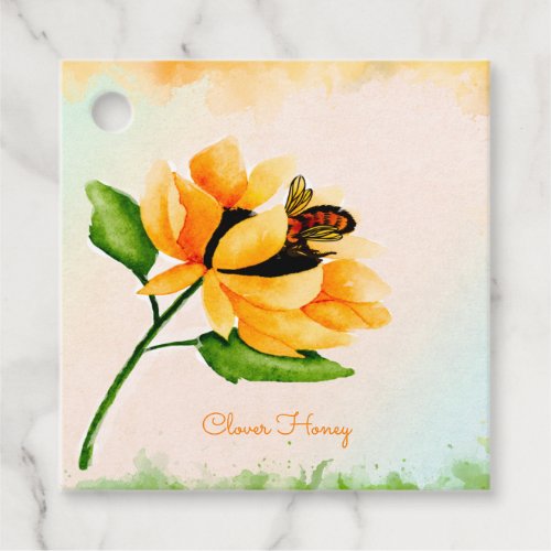  Bee and Sunflower Watercolor Favor Tags