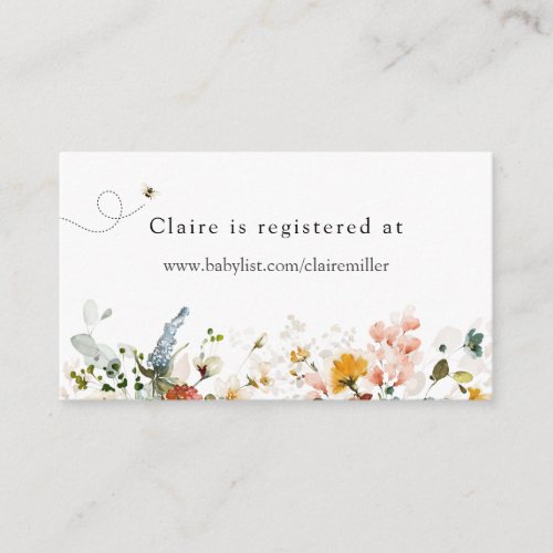 Bee and Vintage Floral Baby Shower Registry  Enclosure Card