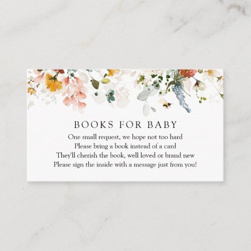 Bee and Vintage Floral Books for Baby Request  Enclosure Card