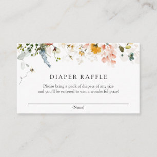 Bee and Vintage Floral Diaper Raffle Enclosure Card