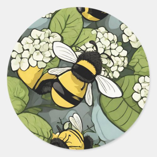 Bee and White Hydrandgea Floral Envelope Seal