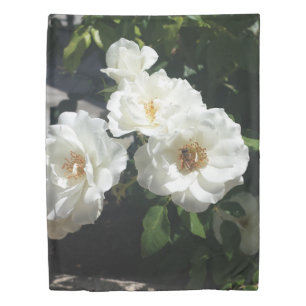 Bee And White Roses Duvet Cover