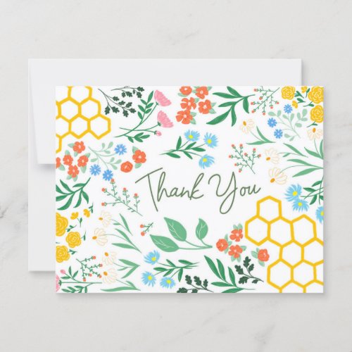 Bee and Wild Flower Thank You Card