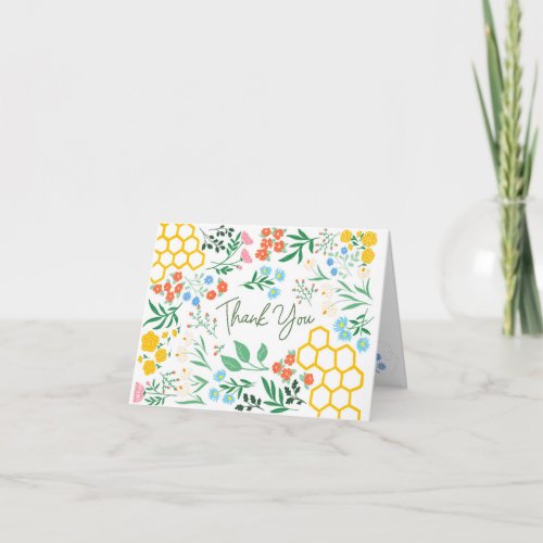 Bee and Wild Flower Thank You Folding Card