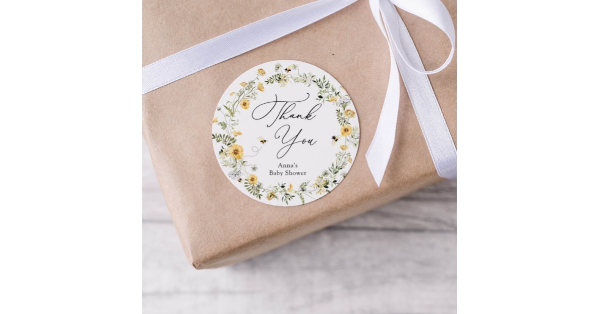 Bee and Wildflower Baby Shower Gift Tags | Zazzle