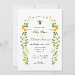 Bee and Wildflower Baby Shower Invitation