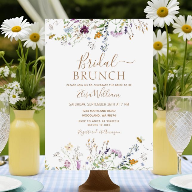 Bee and Wildflower Bridal Brunch Invitation (Creator Uploaded)