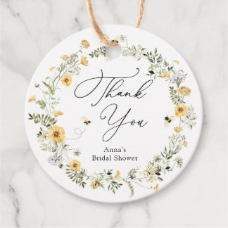 Bee and Wildflower Bridal Shower Gift Tags