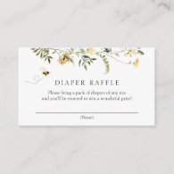 Bee and Yellow Wildflowers Diaper Raffle  Enclosure Card