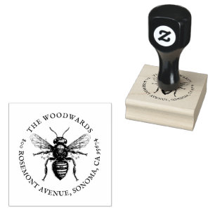 Bee Antique Family Name Return Address Rubber Stamp