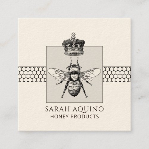 Bee Apiary Beekeeper Honeycomb Crown Honey Square Business Card