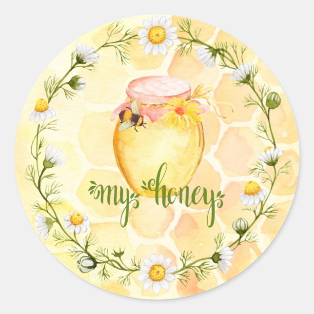 Bee Apiary Honey Jar Sticker (Front)