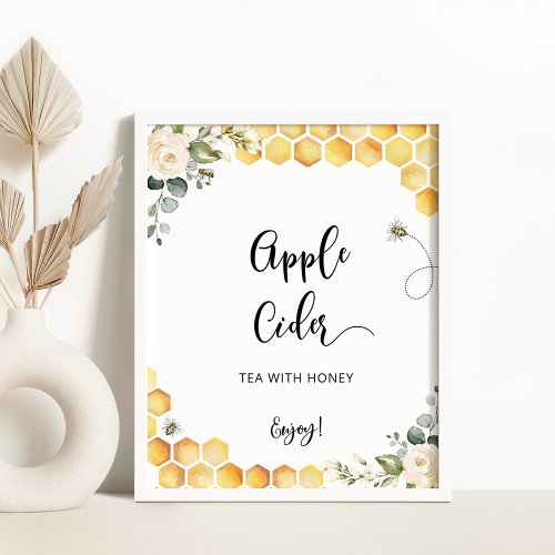 Bee Apple cider sign Drinks table  Poster