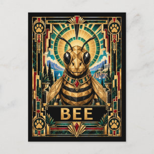 Bee, Art Deco Wildlife Postcard