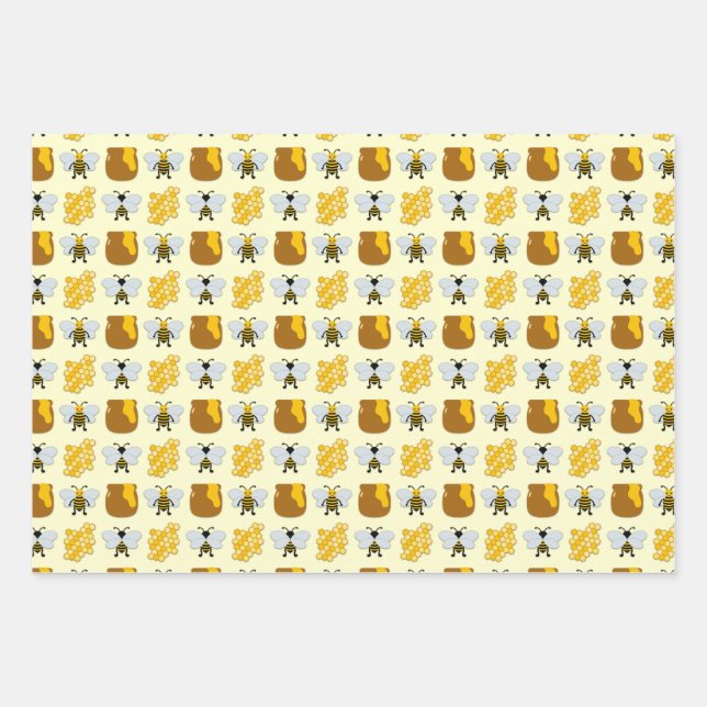 Bee Art For Kids Wrapping Paper Sheets (Front)