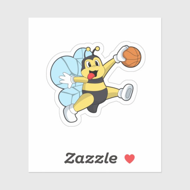 Bee as Basketball player with Basketball Sticker (Sheet)