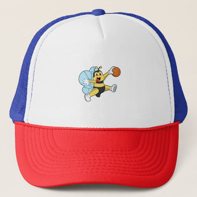 Bee as Basketball player with Basketball Trucker Hat (Front)
