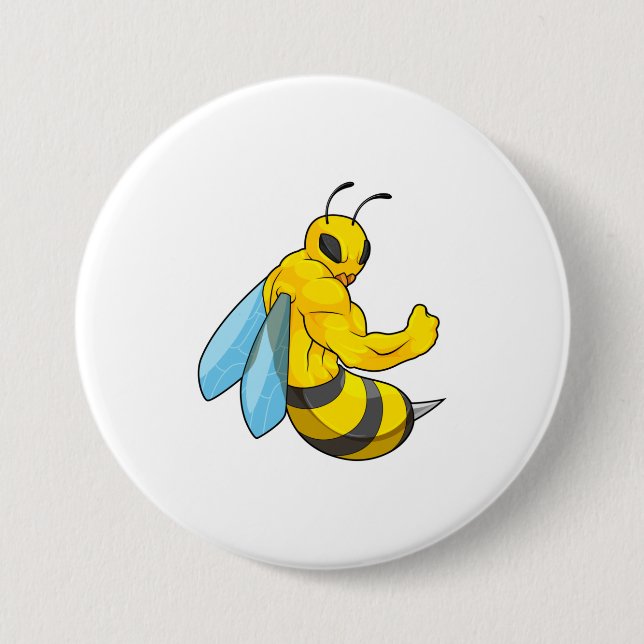 Bee as Bodybuilder Button (Front)