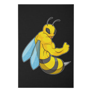 Bee as Bodybuilder Faux Canvas Print