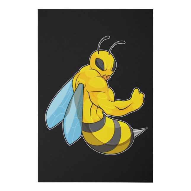 Bee as Bodybuilder Faux Canvas Print (Front)