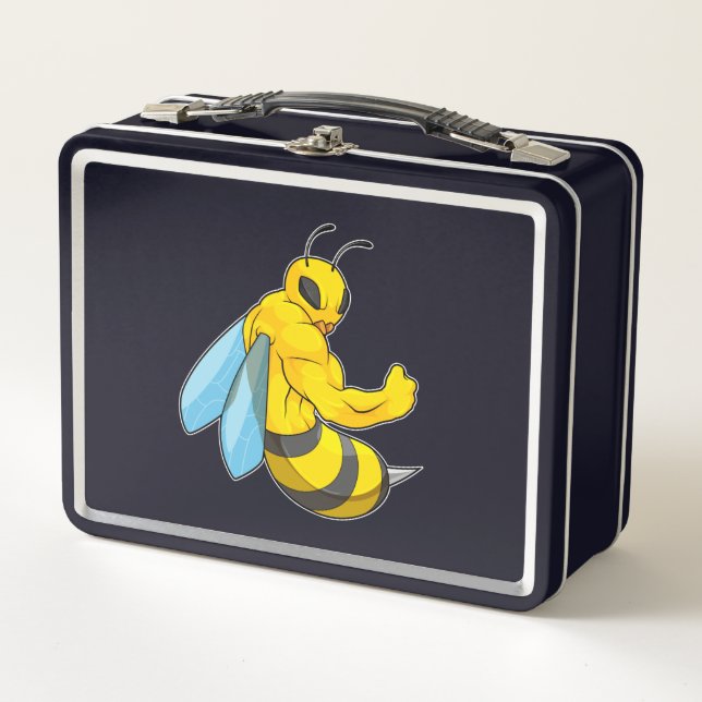 Bee as Bodybuilder Metal Lunch Box (Front)