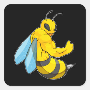 Bee as Bodybuilder Square Sticker