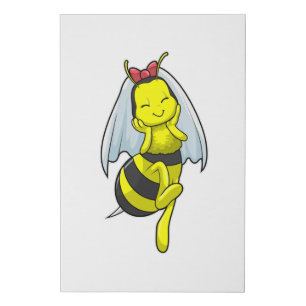 Bee as Bride at Wedding with Veil Faux Canvas Print