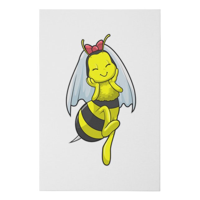 Bee as Bride at Wedding with Veil Faux Canvas Print (Front)