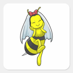 Bee as Bride at Wedding with Veil Square Sticker