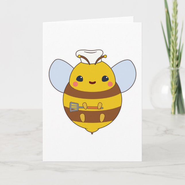 Bee as Cook with Chef's hat & Spatula Card (Front)
