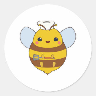 Bee as Cook with Chef's hat & Spatula Classic Round Sticker