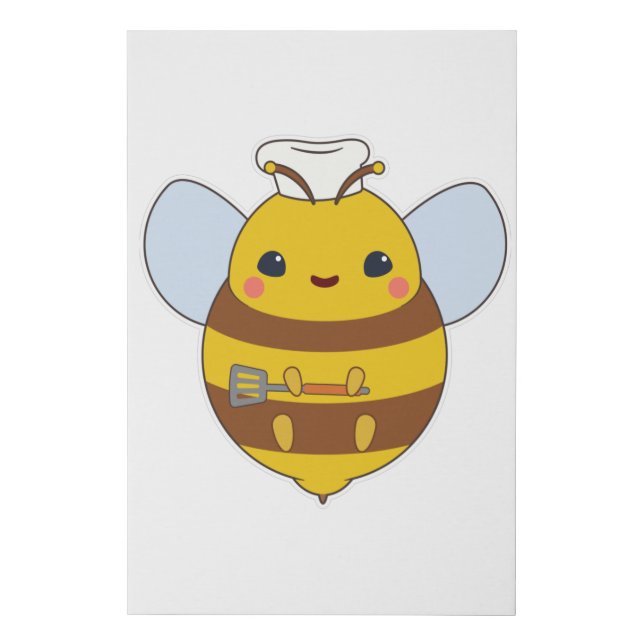 Bee as Cook with Chef's hat & Spatula Faux Canvas Print (Front)