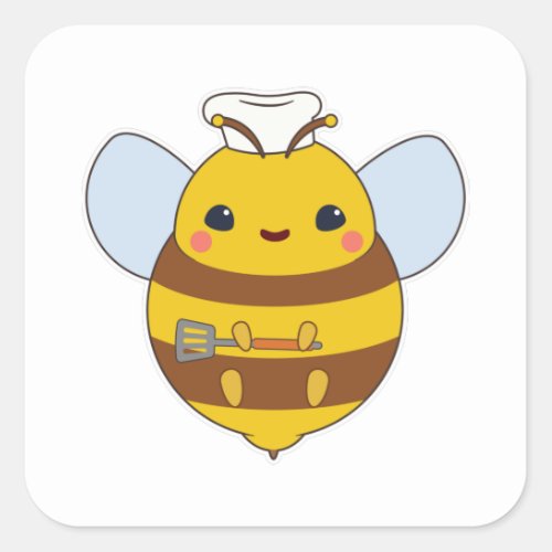 Bee as Cook with Chefs hat  Spatula Square Sticker
