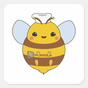 Bee as Cook with Chef's hat & Spatula Square Sticker