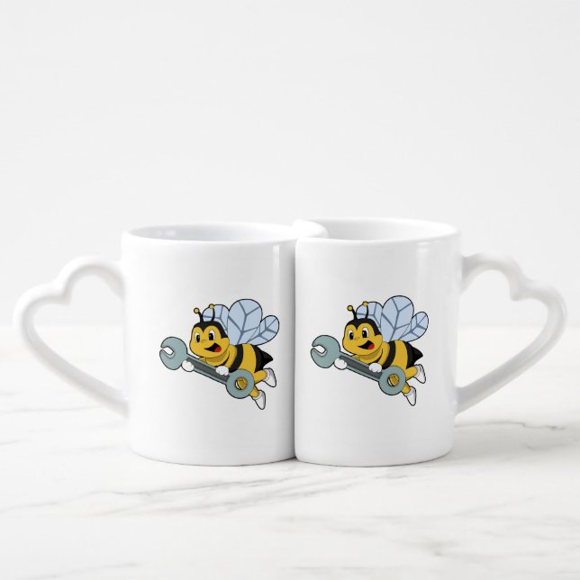 Bee as Mechanic with Wrench Coffee Mug Set (Front Nesting)