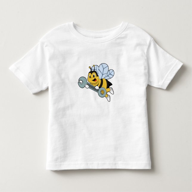 Bee as Mechanic with Wrench Toddler T-shirt (Front)