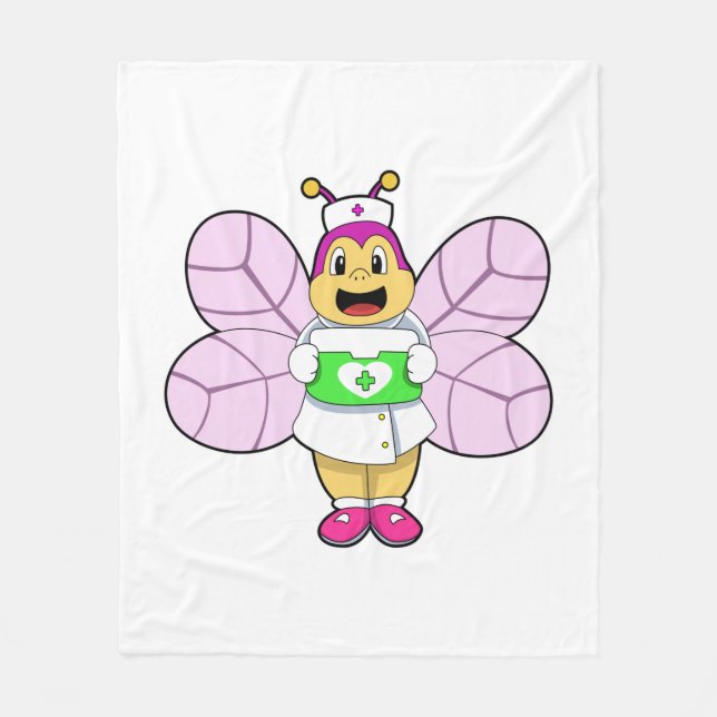 Bee as Nurse with First ait kit Fleece Blanket (Front)