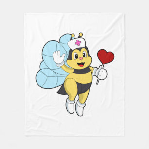 Bee as Nurse with Heart.PNG Fleece Blanket