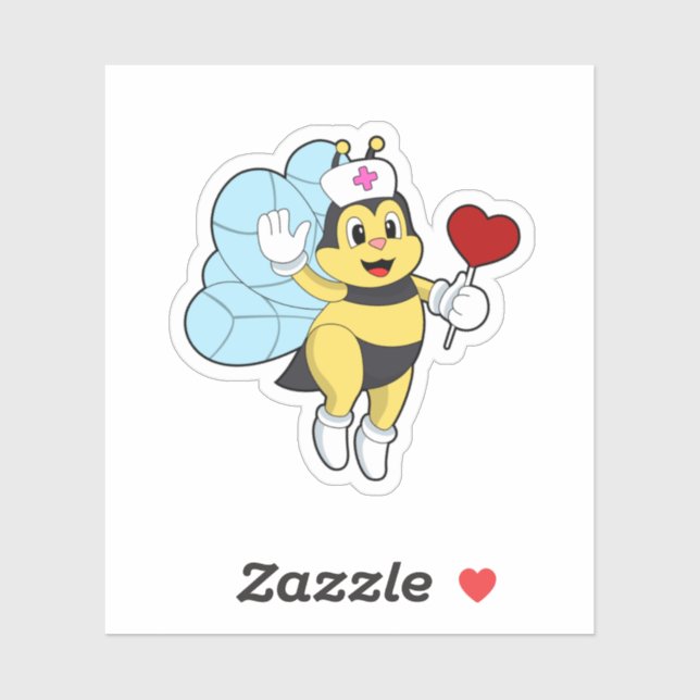 Bee as Nurse with Heart.PNG Sticker (Sheet)
