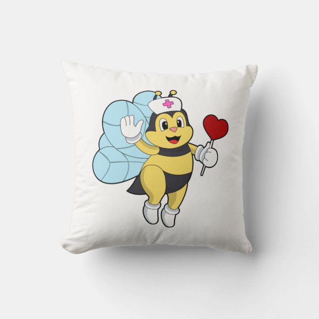 Bee as Nurse with Heart.PNG Throw Pillow (Front)