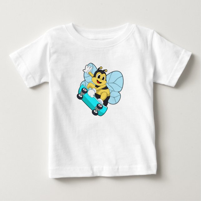 Bee as Skater with Skateboard Baby T-Shirt (Front)