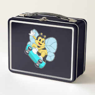 Bee as Skater with Skateboard Metal Lunch Box