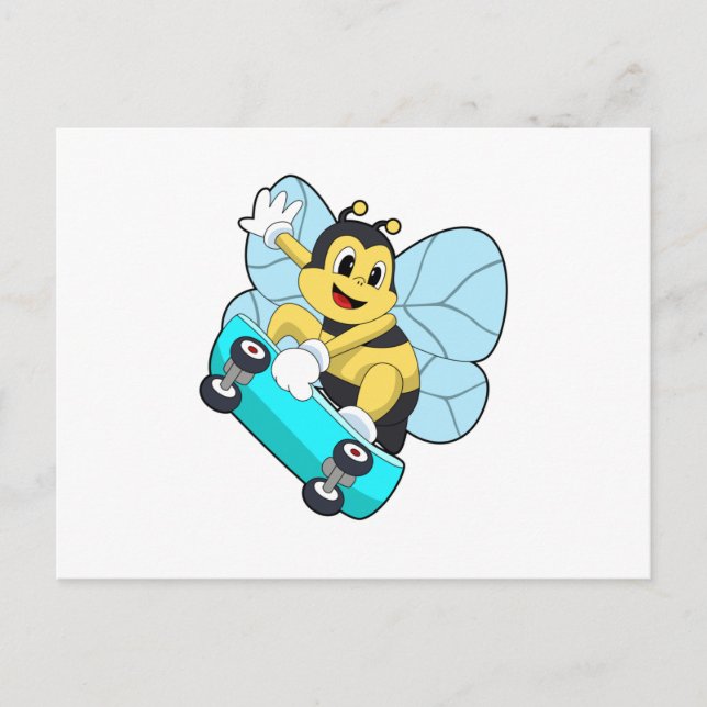 Bee as Skater with Skateboard Postcard (Front)