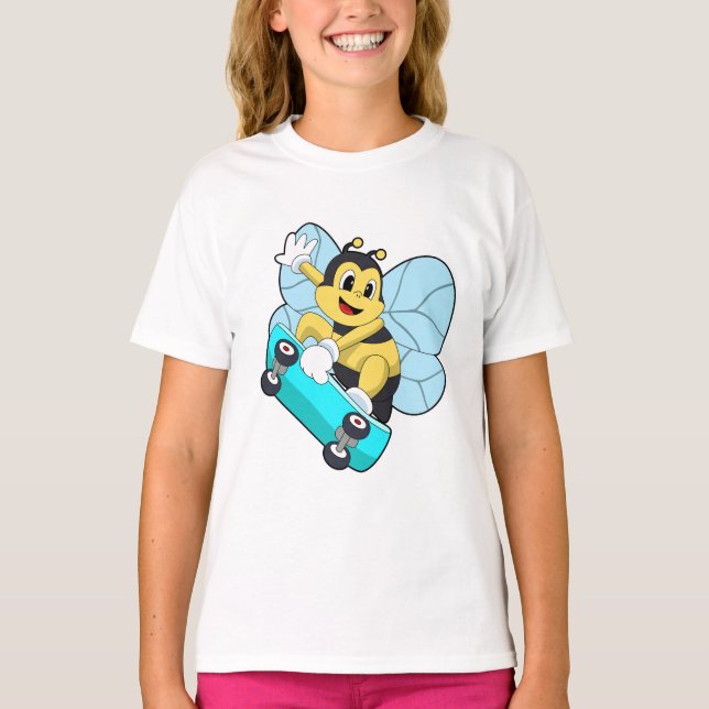 Bee as Skater with Skateboard T-Shirt (Front)