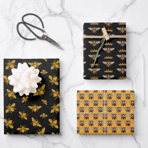 Bee Assortment Five Wrapping Paper Sheets