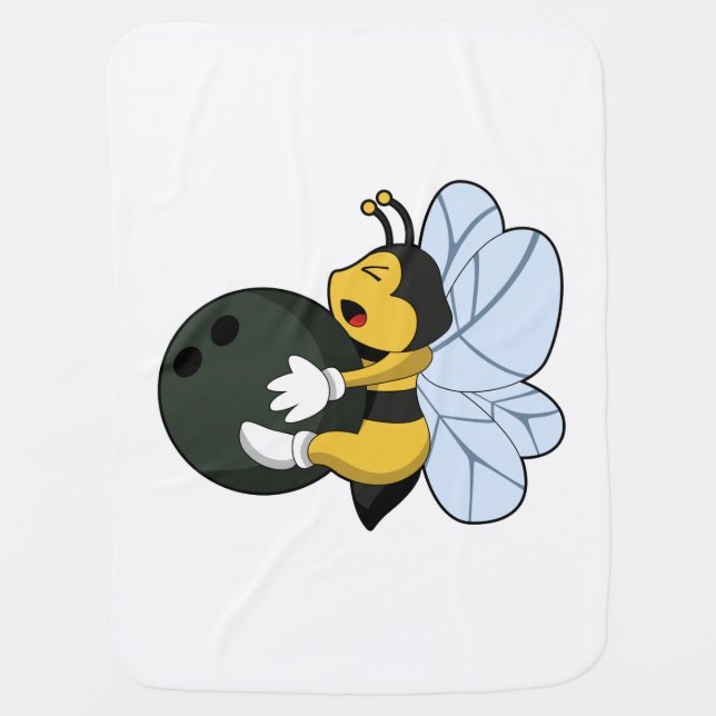 Bee at Bowling with Bowling ball Baby Blanket (Front)