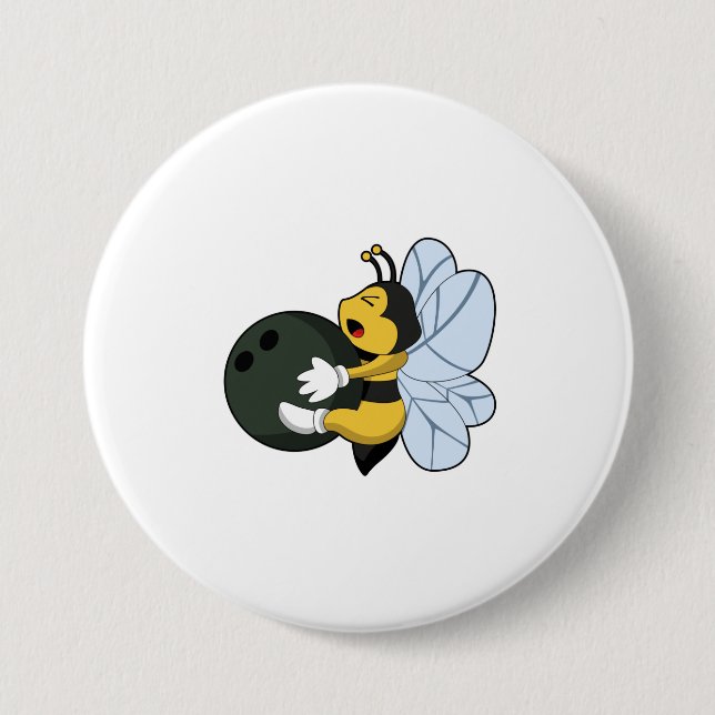 Bee at Bowling with Bowling ball Button (Front)