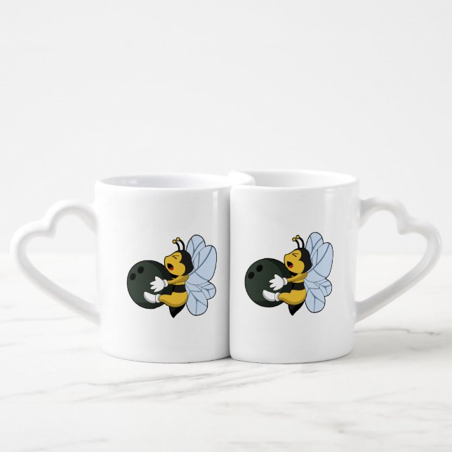 Bee at Bowling with Bowling ball Coffee Mug Set (Front Nesting)