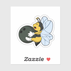 Bee at Bowling with Bowling ball Sticker