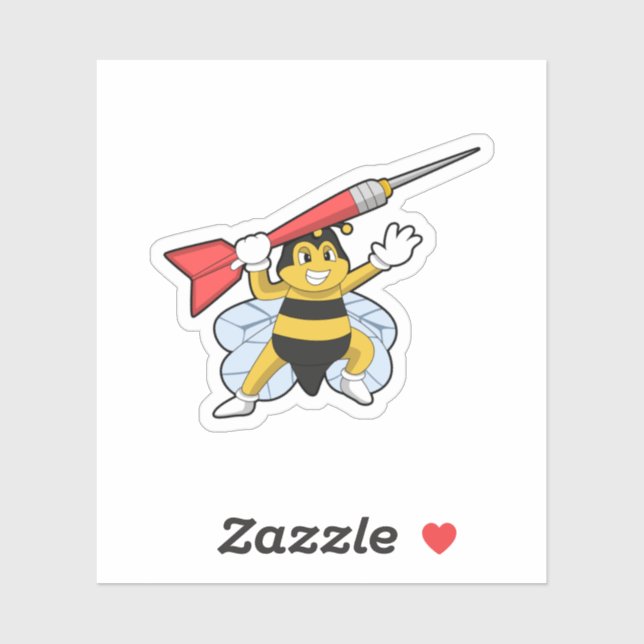 Bee at Darts with Dart.PNG Sticker (Sheet)